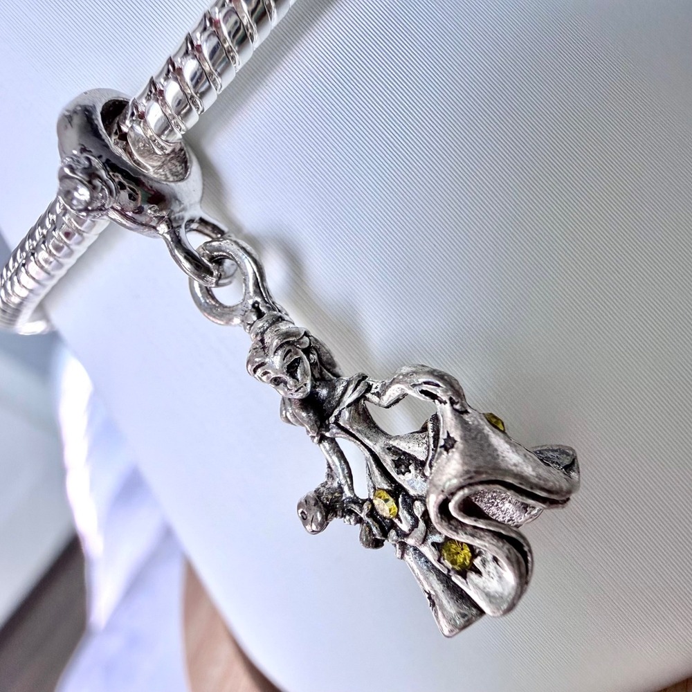 Silver‎ Beauty and the Beast Princess Dangle Charm Fits Snake Chain Bracelet